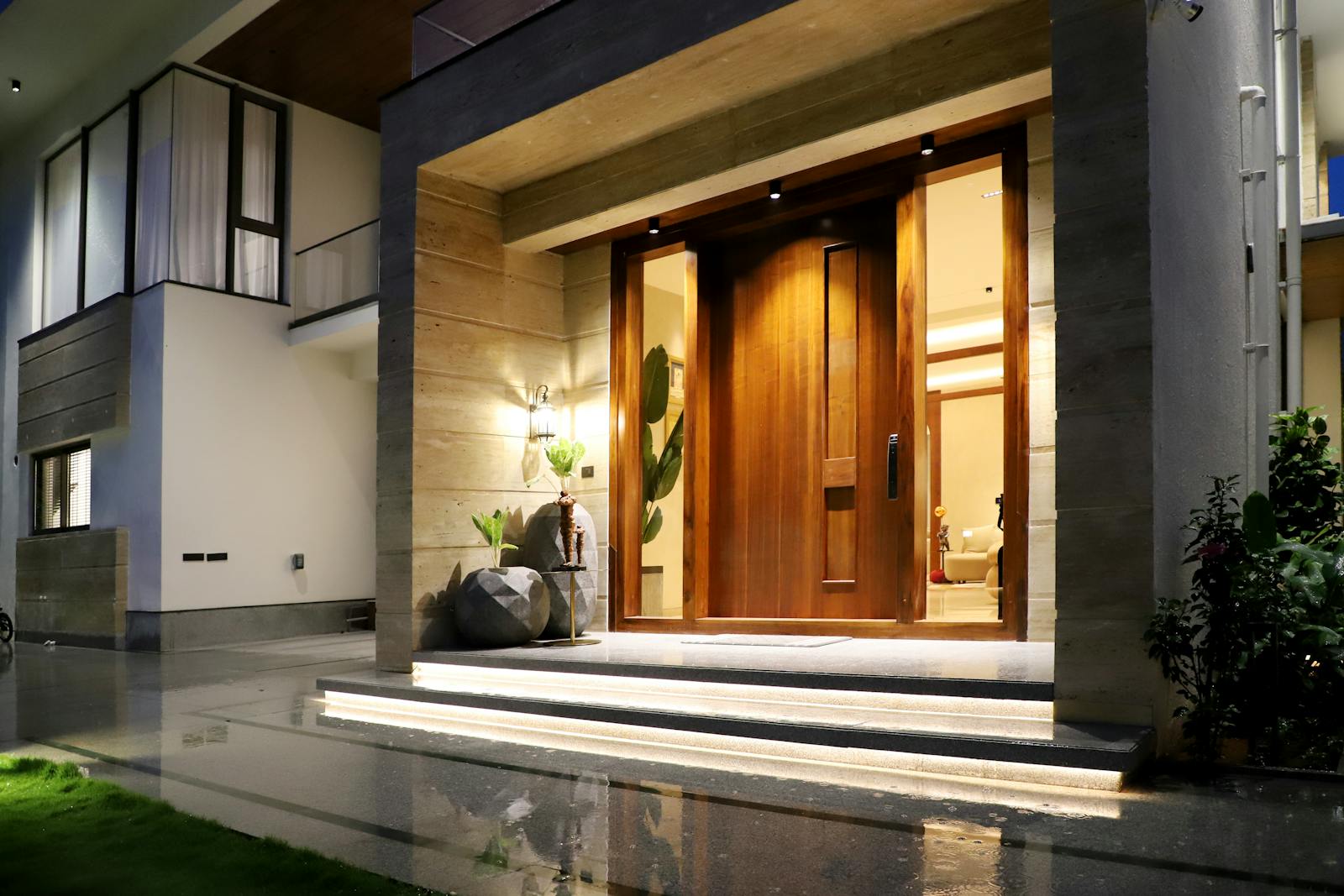 Driveway lighting at night